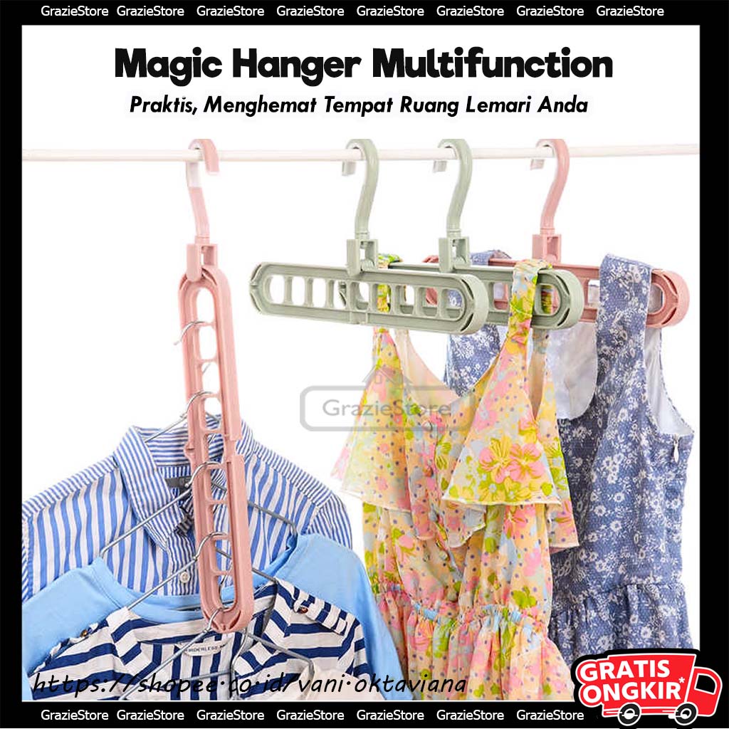 Gantungan Baju Multifungsi / Hanger Serbaguna / Magic Hanger Organizer 9in1