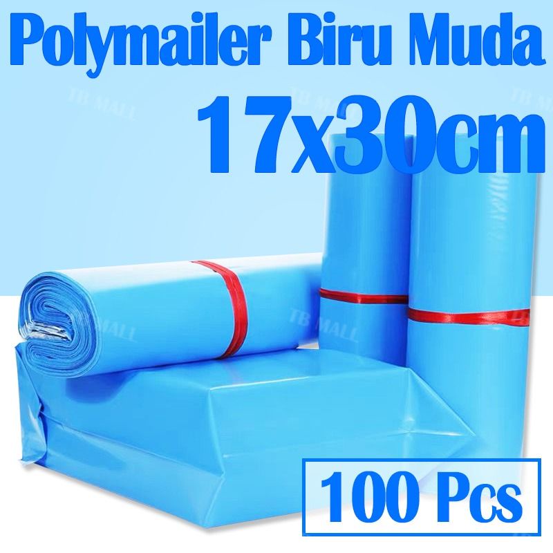 

Kantong Plastik Packing / Polymailer Olshop 17x30cm Biru Muda Glossy Tebal