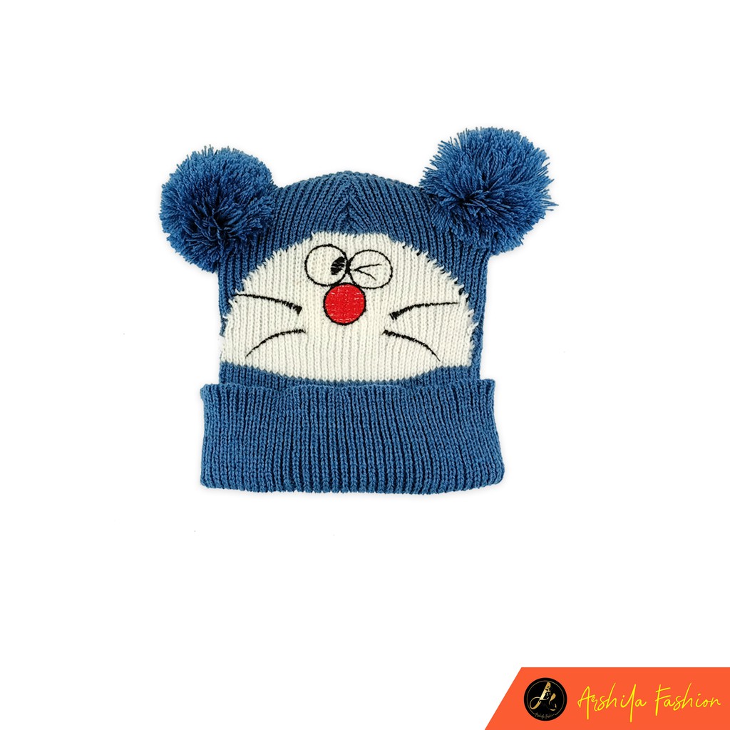 KUPLUK BAYI ANAK UMUR 0 - 3 TAHUN MODEL POMPOM KARAKTER DORAEMON / KUPLUK DORAEMON