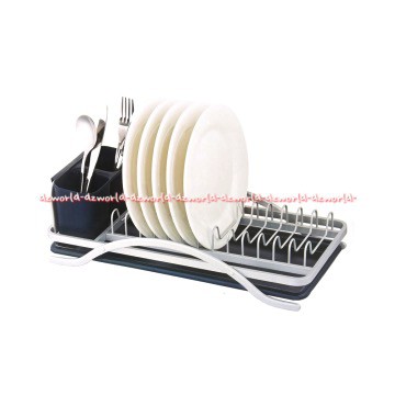 Krischef Dish Rack Single Tier Rak Piring Dan Cangkir Putih Biru