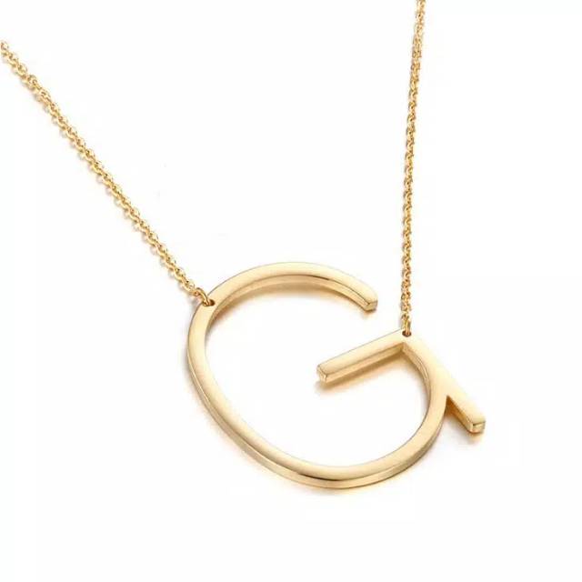 Fourfashion Kalung Titanium Anti Karat Inisial Nama Huruf 4cm