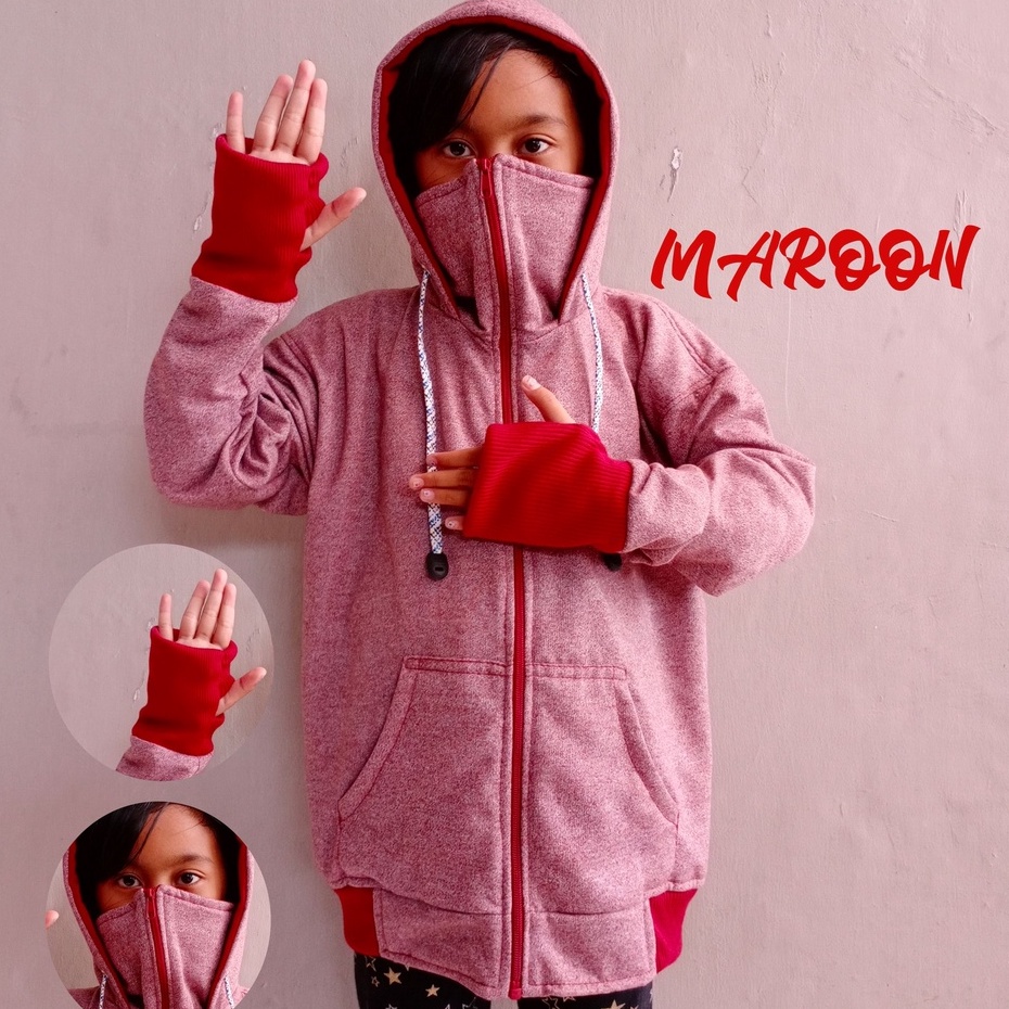 PROMO JAKET ANAK 2-12TAHUN LAKILAKI PEREMPUAN NINJA ROUNDHAND TUTON FLEECE MURAH