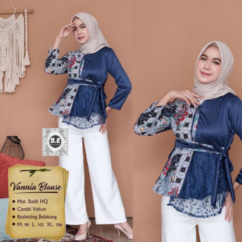 GROSIR BATIK ATASAN BLOUSE MODERN HALUS KOMBINASI BROKAT POLOS