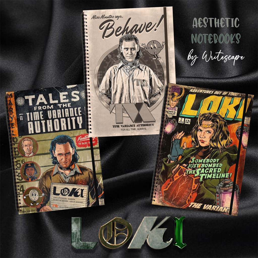

LOKI Marvel Vintage Ruled Grid Dotted Notebook Diary Journal Bujo School Buku Tulis