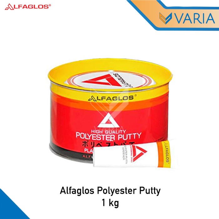 Alfaglos Polyester Putty 1 kg Dempul Kayu Plastik Besi Body Mobil