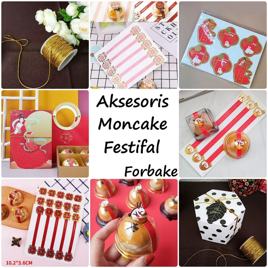 Hiasan Box  Stiker Mooncake Hiasan Tray Mika Sticker Tali Gold Mooncake