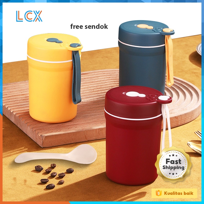 LCX Cangkir Sarapan Multifungsi Mangkuk Sup Jerami Gandum Piknik Portable 330ml VS-44