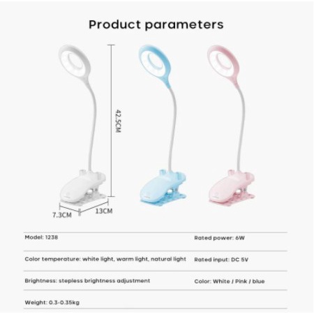 Yage Lampu Meja Belajar LED Clip Circle Design