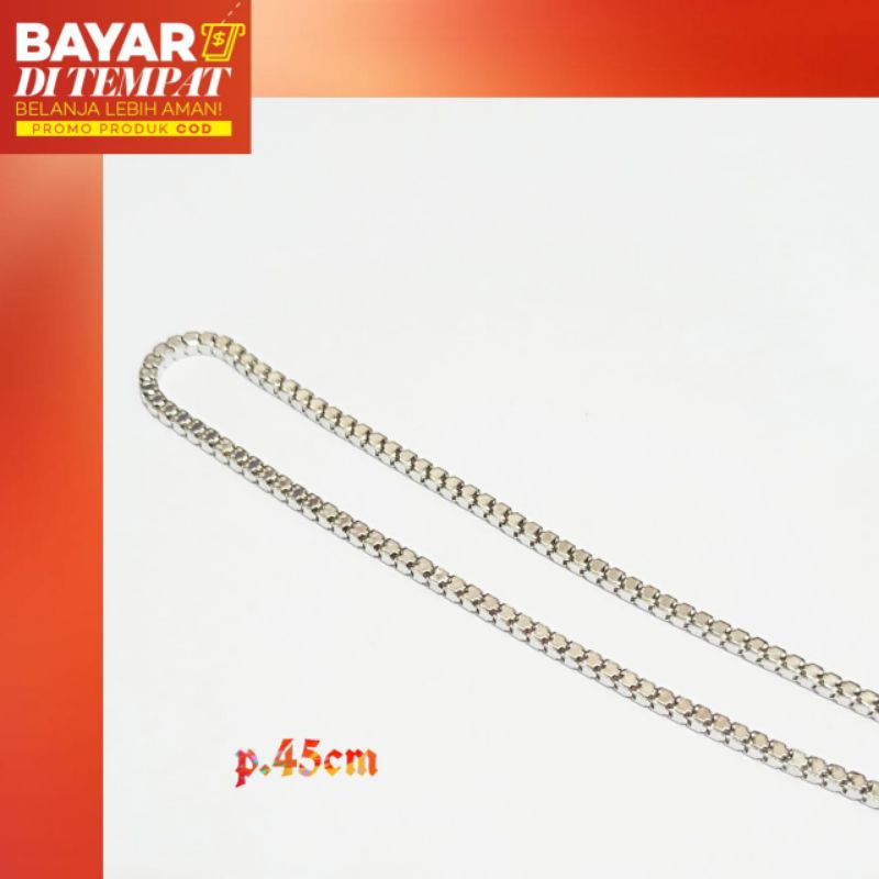 Kalung TITANIUM Milano kaca lapis emas Korea tidak karat wanita&amp;pria termurah