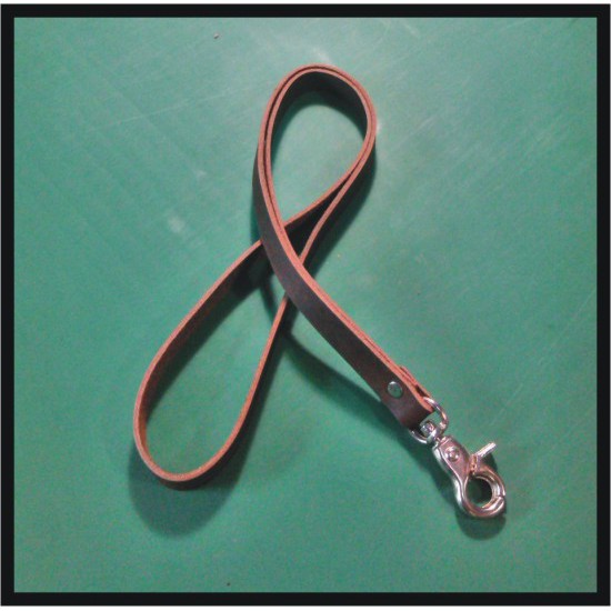 

tali id card kulit sapi asli warna coklat tua leather lanyard