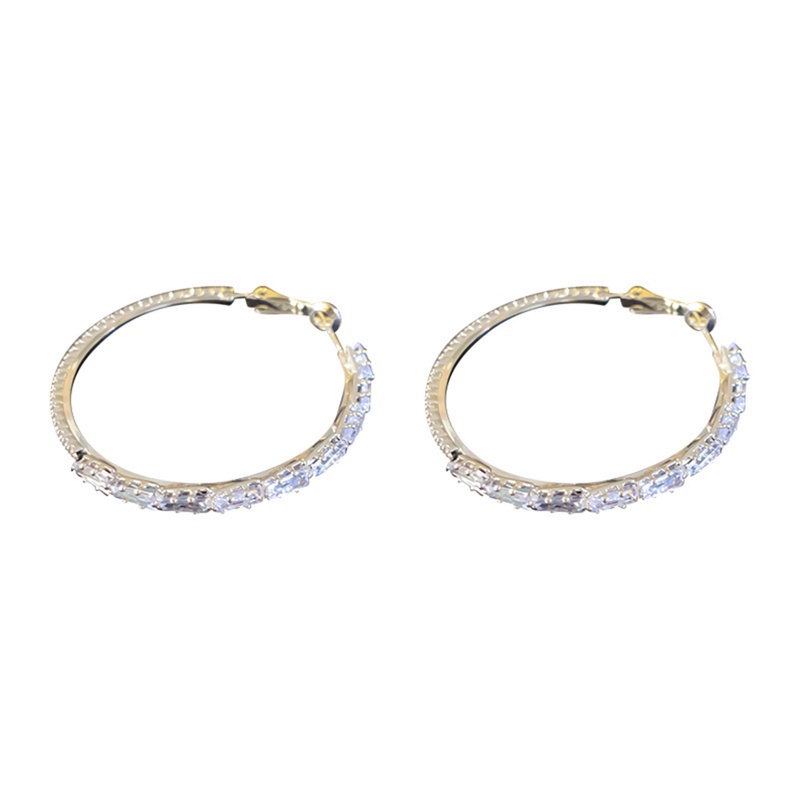 Fancyqube Sepasang / Set Anting Hoop 925 Silver Sapphire Putih Untuk Perhiasan Wanita