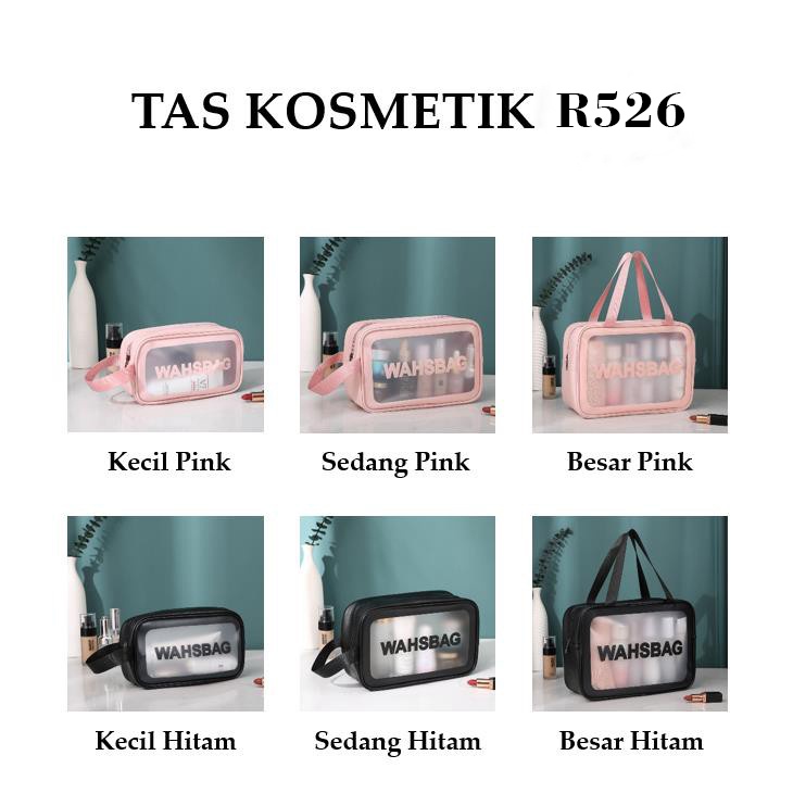 ☛TK☚ R526 Tas Kosmetik Washbag Toiletry - Pouch Make-Up Travel Transparan Waterproof