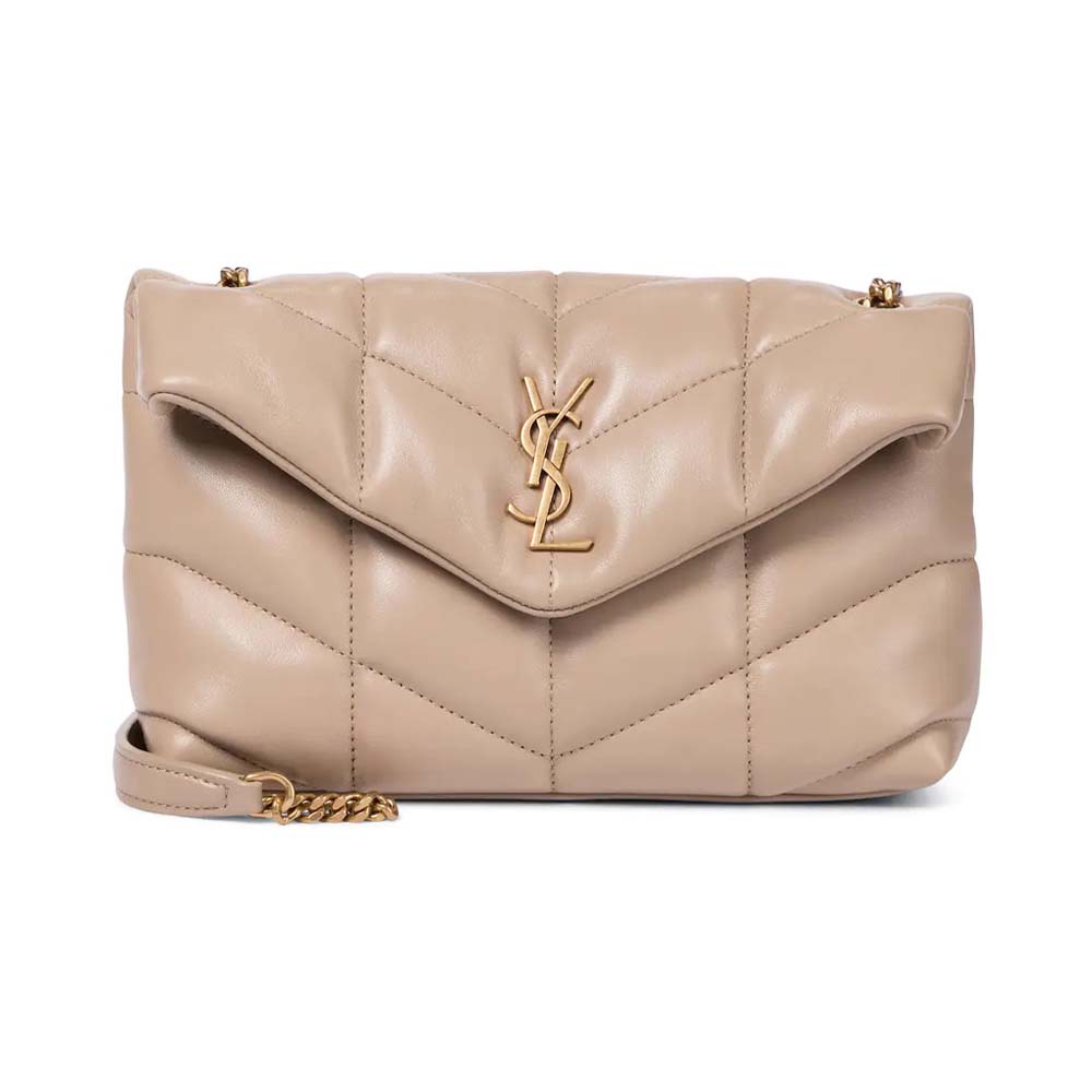 YSL Loulou Puffer Toy Shoulder Bag Dark Beige GHW (22 x 13 x 8)