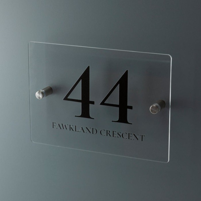 Custom Nomor Rumah Acrylic Bening Print UV Nomer House Number Akrilik Otello Signage Kosan Aklirik Minimalist Modern
