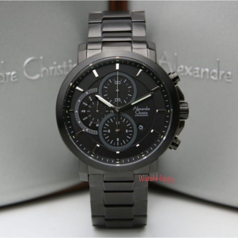 WatchHappy Alexandre Christie 6563 AC 6563 MC AC6563 MC 6563MC Mens Sport Full Black Crono Original