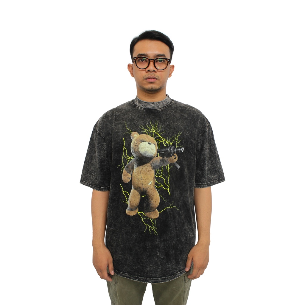 KAOS PRIA OVERSIZE TOXIC1805 YELLOW TEDDY WASH WASHING PREMIUM