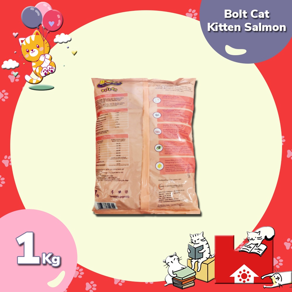 Bolt Cat Kitten Salmon Flavour Makanan Kucing 1 Kg