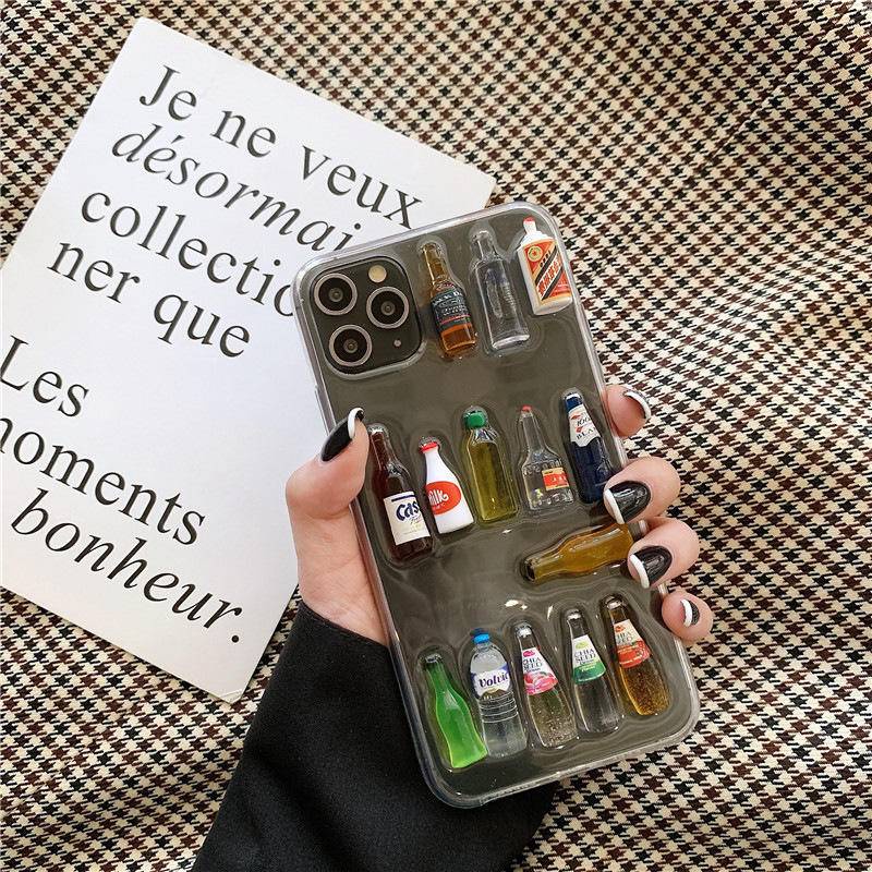 Soft case Desain Botol wine Tiga Dimensi Untuk iPhone 13 12 11 Pro MAX Mini X XS MAX XR SE 2022 2020 7 8 Plus