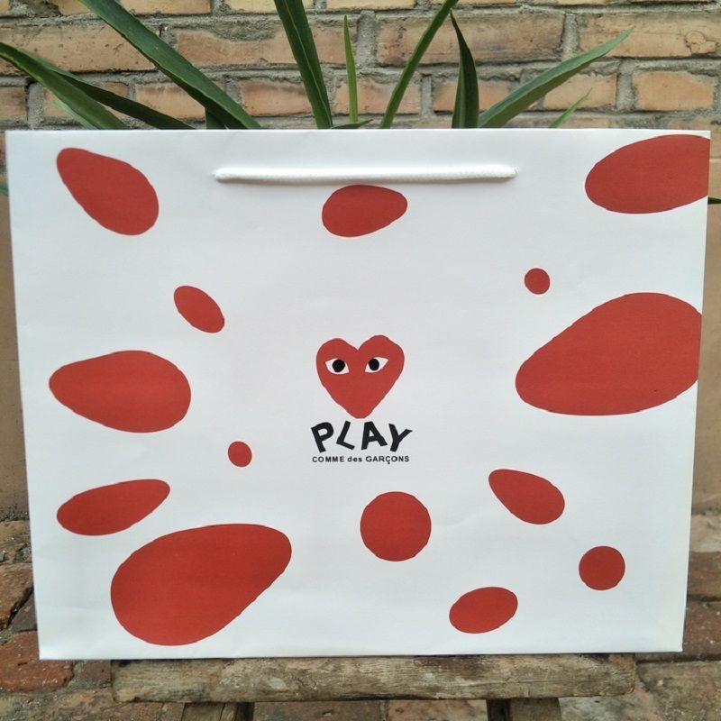 

T10 PLAY COMME des GARCONS Play Rei Kawakubo Tide Brand Paper Bag Tote Bag Shopping Gift Bag Ivory B