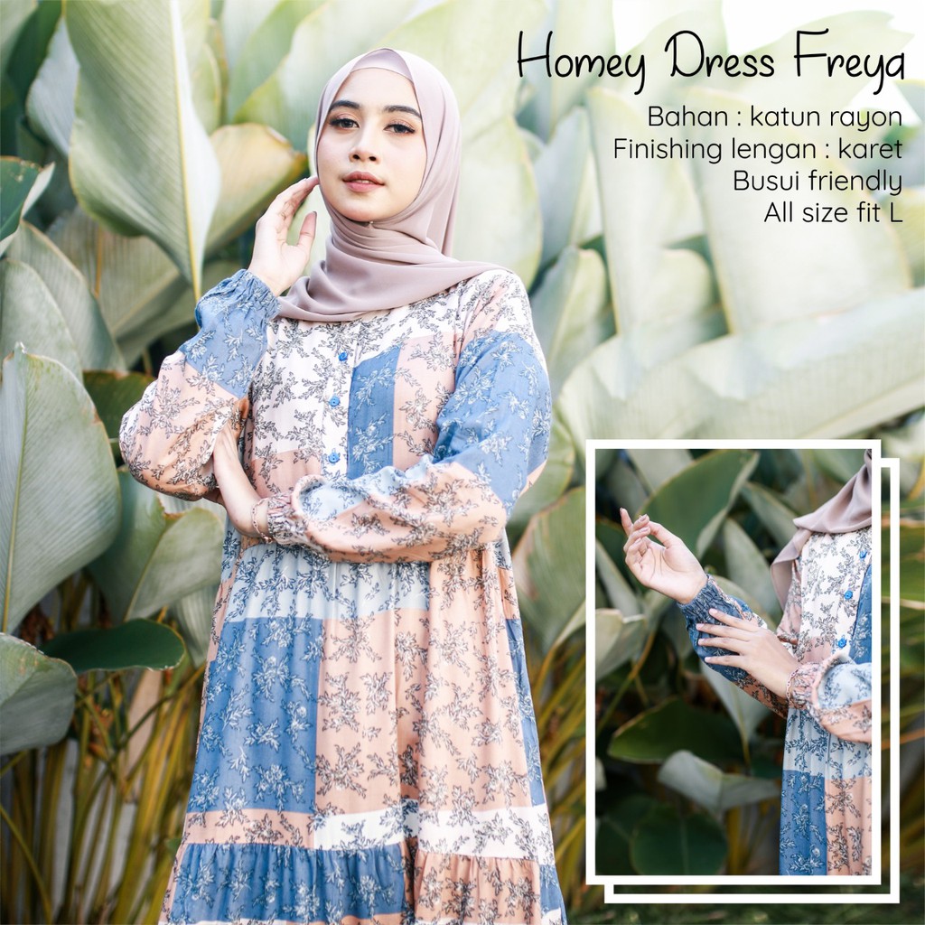 Gamis Dewasa Homey Dress Freya By Dianhijab.id - Bahan Rayon Viscose Premium Gamis Dewasa Luxury Gamis Pengajian Adem Nyaman Dipakai - Bisa COD