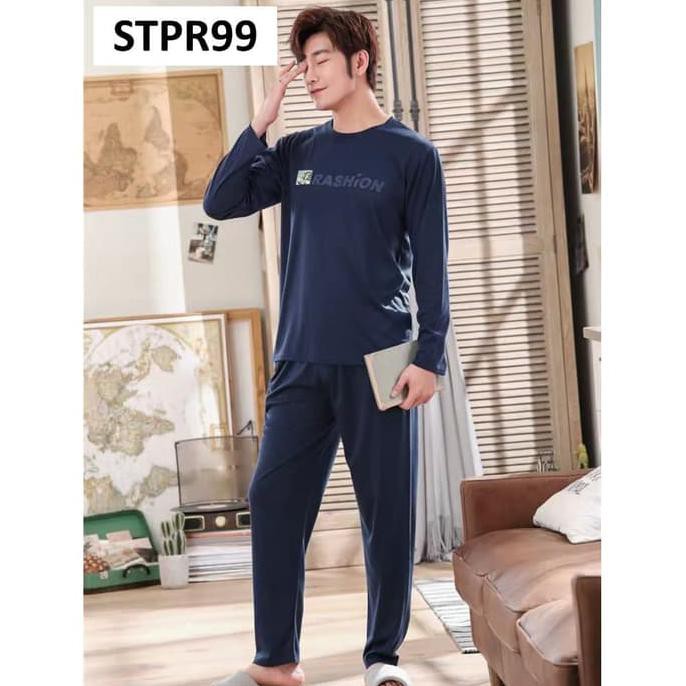 Piyama Pria Baju Tidur Pria Fashion Polos Navy