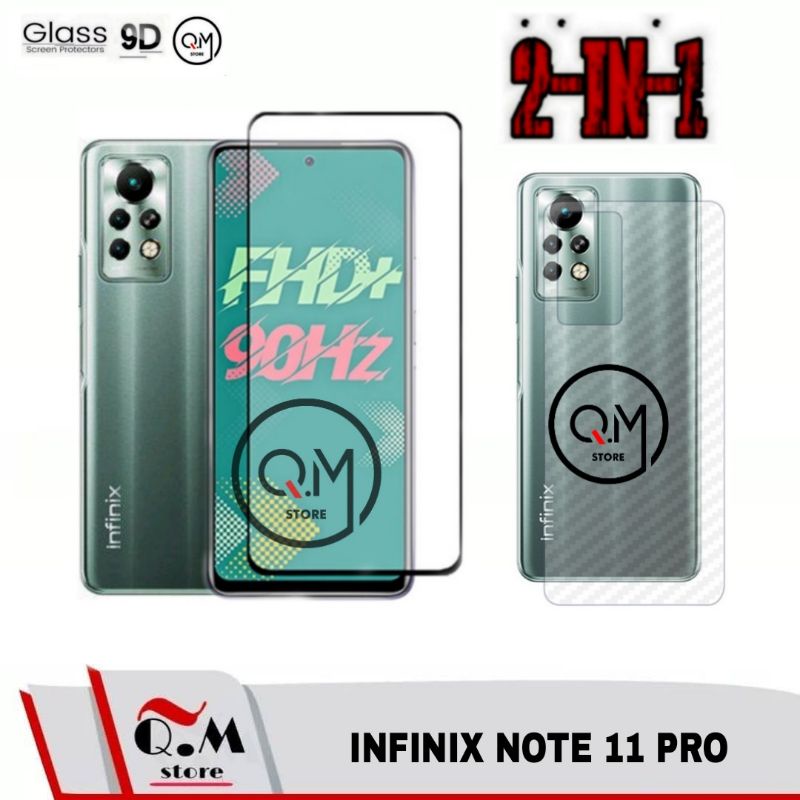 PAKET 2 IN1 Tempered Glass Infinix Note 11 Pro Screen Guard Anti Gores Pelindung Layar Full 9D