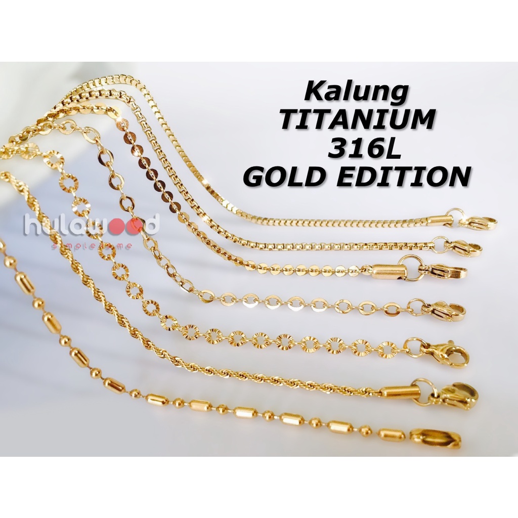 [Kalung GOLD] Kalung Rantai MCI Titanium 316L Stainless Anti Karat / Kalung Rantai Pendant