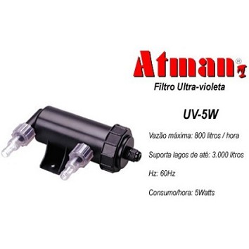 UV Sterilizer and Clarifier ATMAN UV-5W Pembunuh Lumut Aquarium UV5W