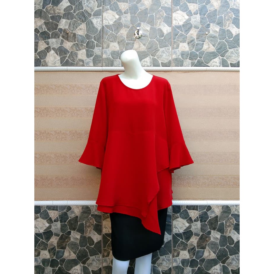 Baju Wanita Jumbo  Blouse Atasan  Big Size 2L, 3L & 4L Warna Merah