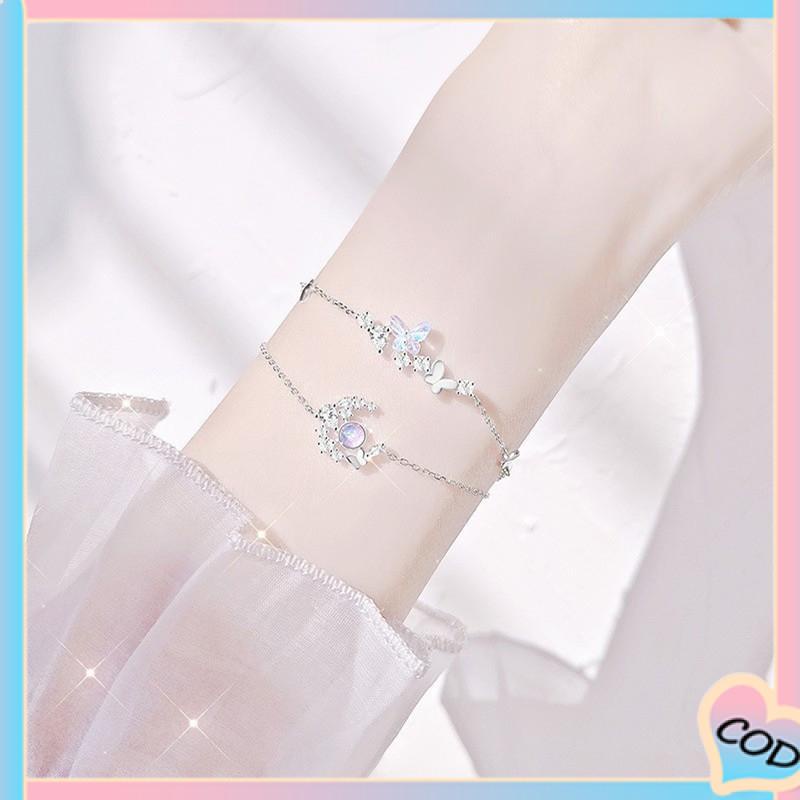 COD❤️Gelang Kupu-kupu High-end Mewah Ringan Pacar Dreamy Temperamen Gelang Bulan Sabit Wanita-A.one