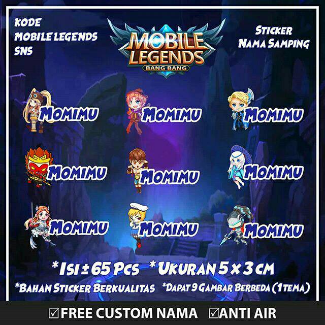 

Stiker/Sticker/Label Nama Samping Anak Dewasa Custom Mobile Legends