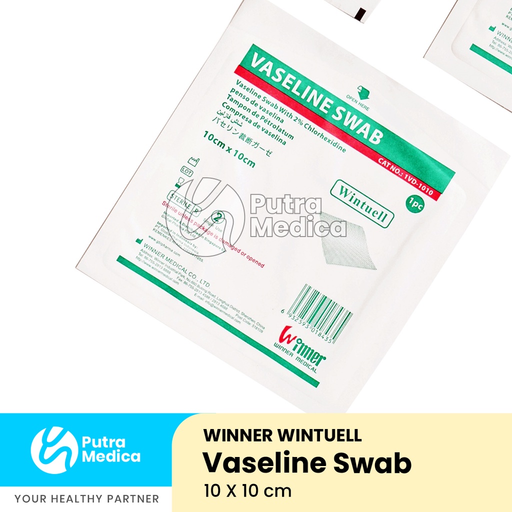 Winner Wintuell Vaseline Swab 10cm x 10cm - 1pc / Kasa Antibiotik Penutup Luka / Kain Kassa Jaring Steril