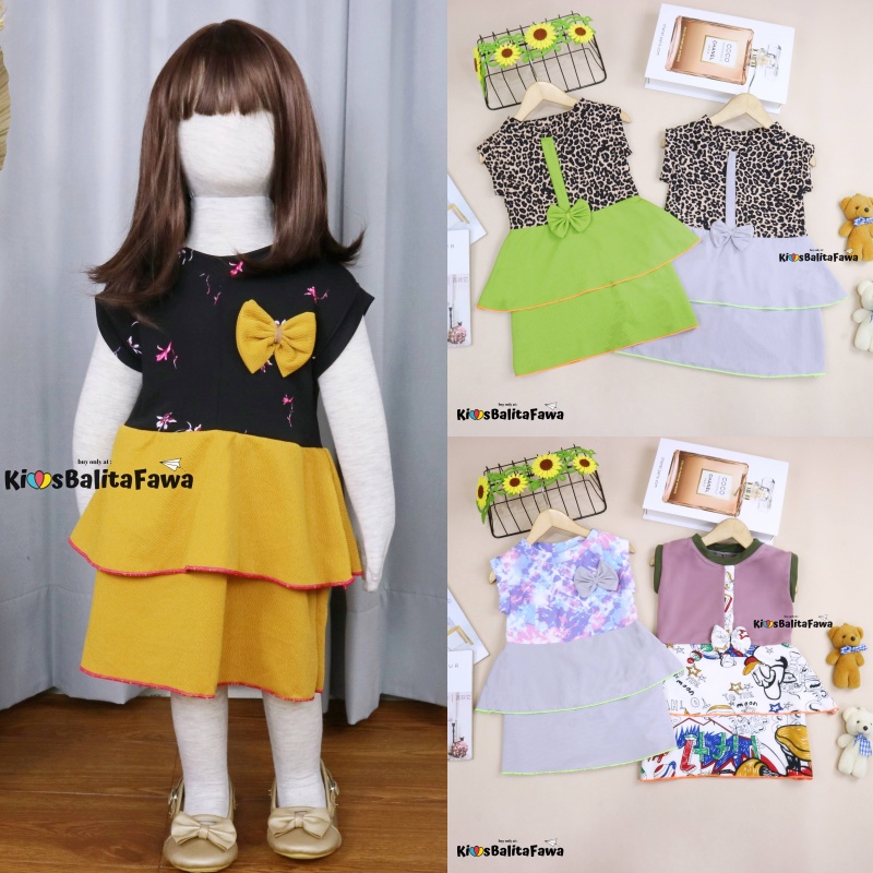 Dress Viona Kensi uk 1-6 Tahun / Dress Lengan Kutung Murah Balita Anak Perempuan Dres Import Blouse