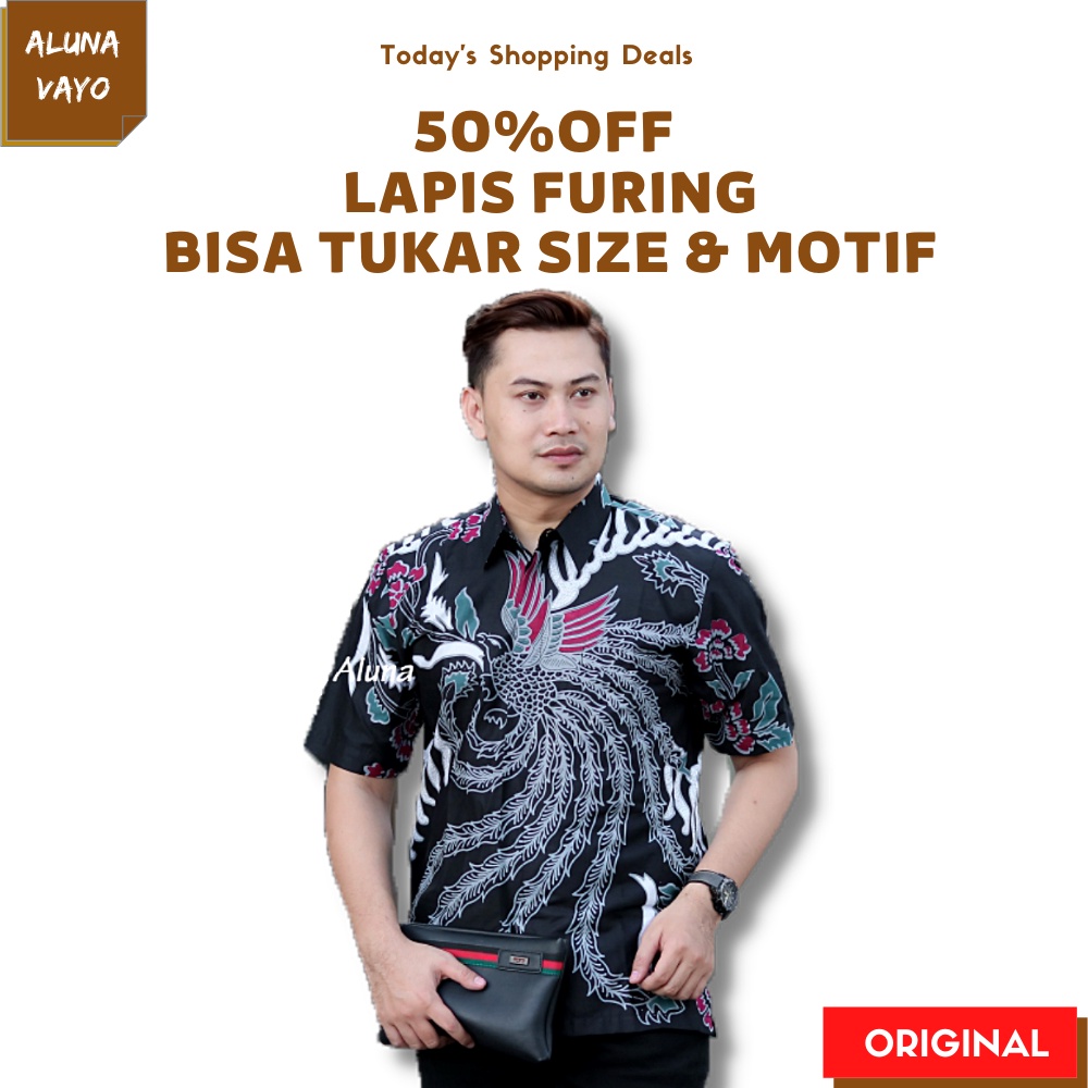 Baju Kemeja Kameja Atasan Hem Pakaian Batik Pria Lengan Pendek Couple Slimfit Modern Slim Fit Pekalo