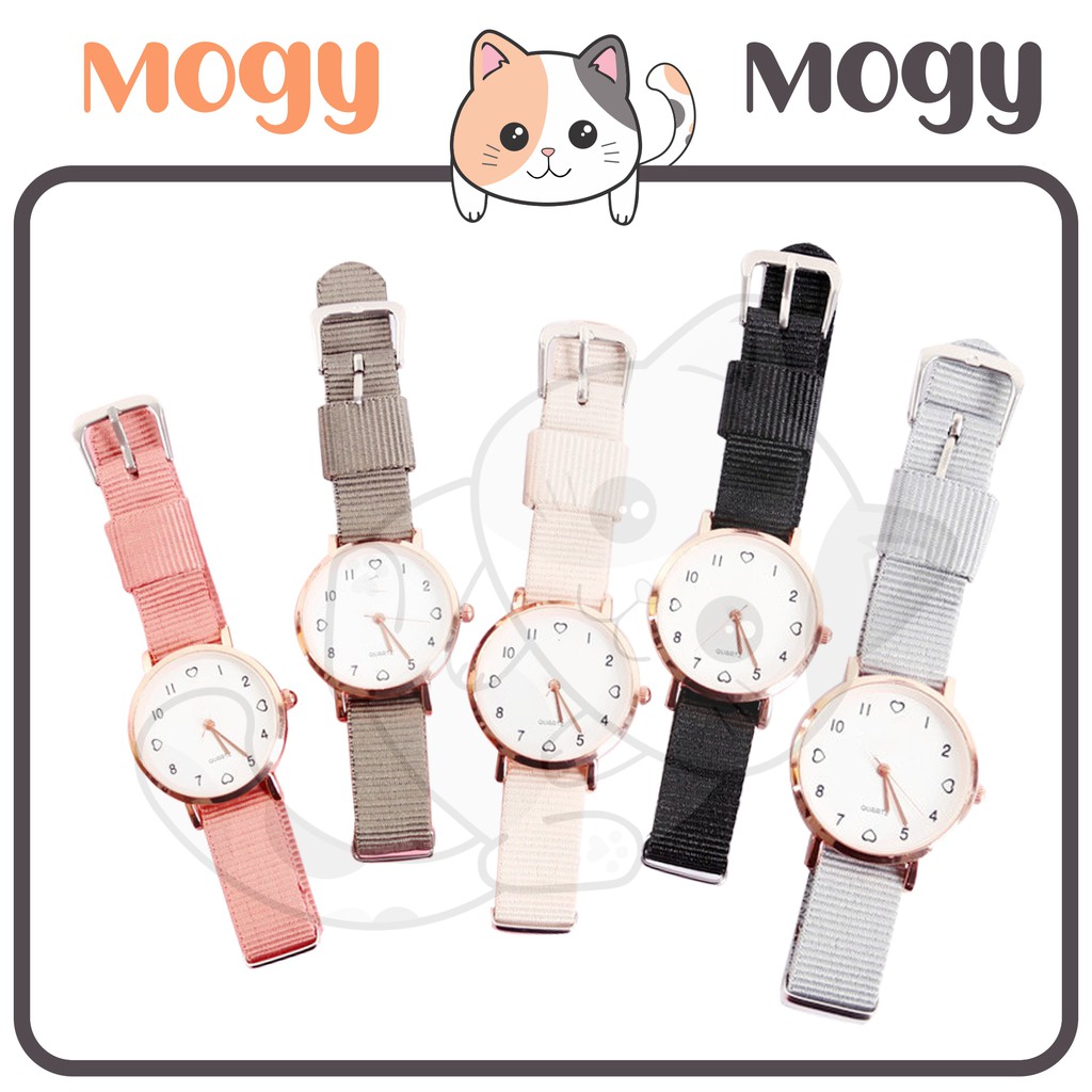 MOGYMOGY J173 Jam Tangan Kanvas Wanita Jam Analog Cewek Elegan Wrist Watch