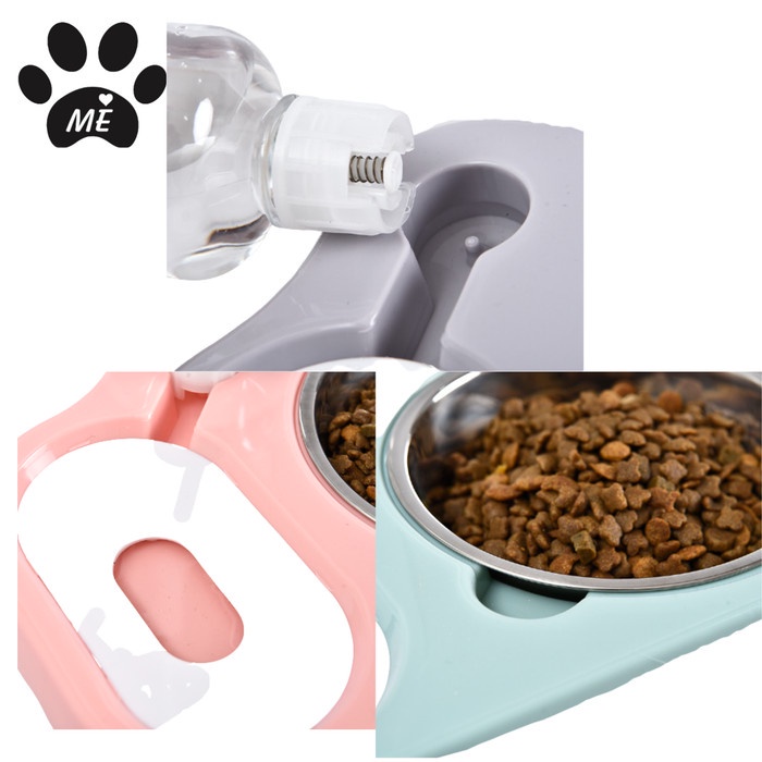 Pet Bowl &quot;ROME&quot; With Stainless Bottle For Cat &amp; Dog