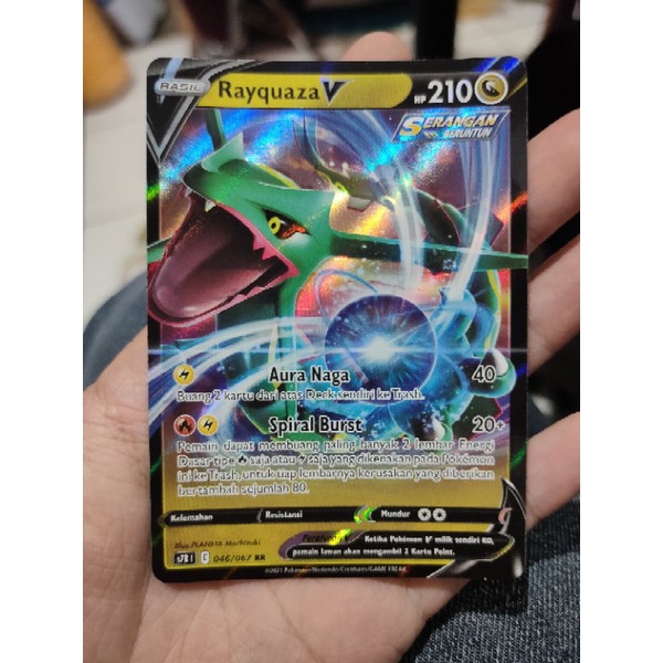kartu pokemon rayquaza V basic boosterpack s7r E RR rare dragon serangan beruntun tcg card indonesia