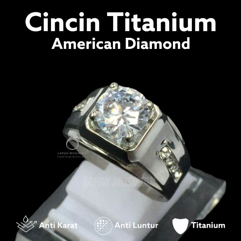 [Bayar di Tempat] CINCIN PRIA SUPER MEWAH AMERICAN DIAMOND - LIMITED STOCK - KODE 06 SILVER CINCIN TITANIUM ANTI KARAT BATU BERLIAN
