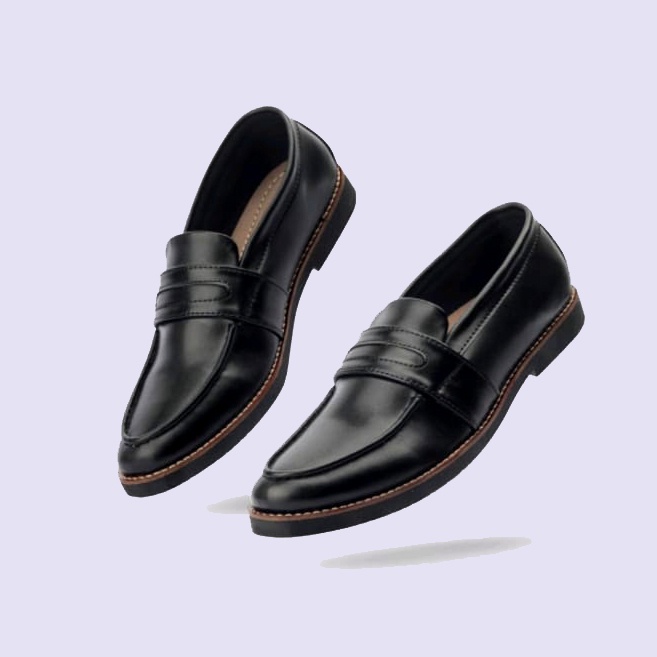 OXFORD BLACK LOAFER KULIT | Sepatu Pantofel Pria Big Size 43-48 Ukuran Jumbo-Kaki Besar Loafers Slip On Kasual Formal