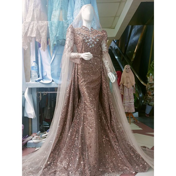 GAUN WEDDING BALERO | GAUN JUBAH|BAJU WEDDING BEREKOR | GAUN MEWAH  FUL PAYET | GAUN MODERN/