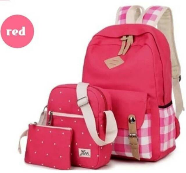 Tas ransel sekolah/Mohon dibaca Tas dan dompet Bahan: Merk: Ukuran:  Tinggal di geser,milihh warna