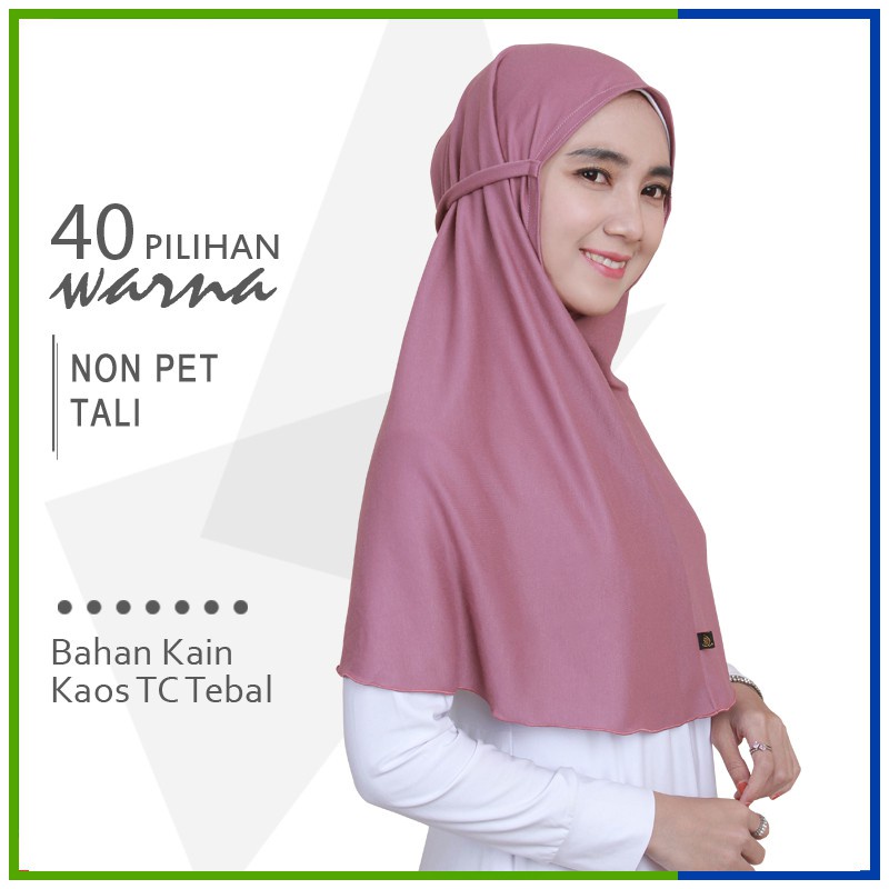 (40 Warna) Jilbab Instan Kaos Non Pet Tali Mazoya Hijab Khimar Maryam Kerudung Bergo Instan terlaris