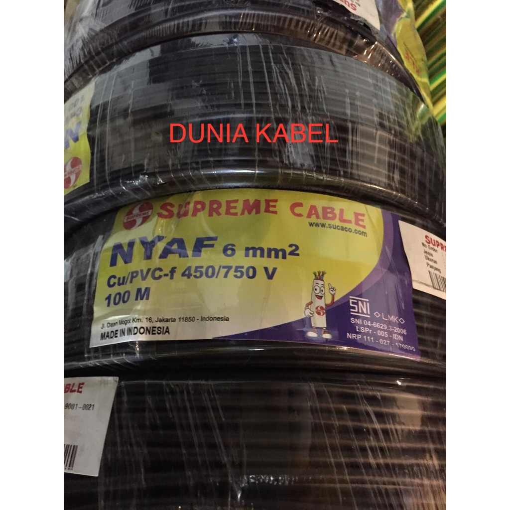 Kabel NYAF/ AF / Serabut 6mm 1x6 Supreme @100 meter