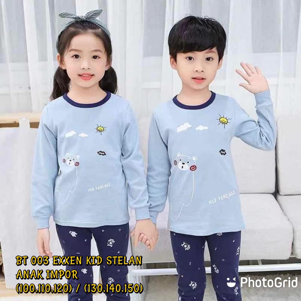 BEE - Baju Tidur Anak Premium / Setelan Kaos T-Shirt Katun Anak Unisex Exxen Import 055 - 008