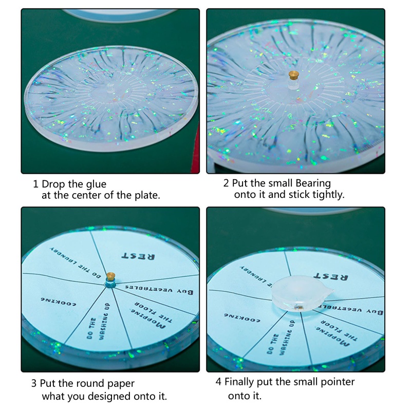 SIY  Turntable Mold with Bearings Round Card Paper Lucky Turntable Game Resin Epoxy Casting Mold for Couple Diy Making Crafts