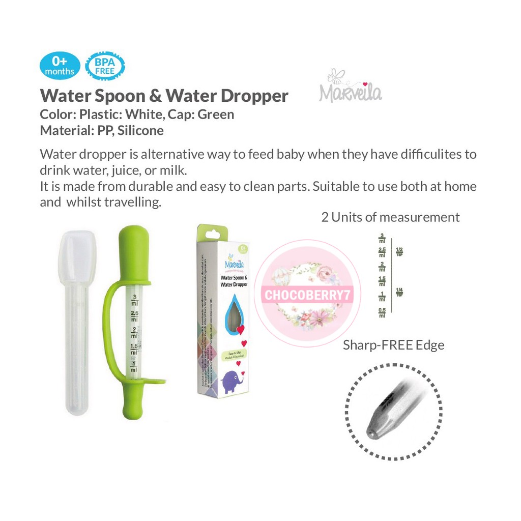 Marveila Water Spoon &amp; Dropper Pipet Sendok Pemberian Obat Bayi Baby Medicine Feeder