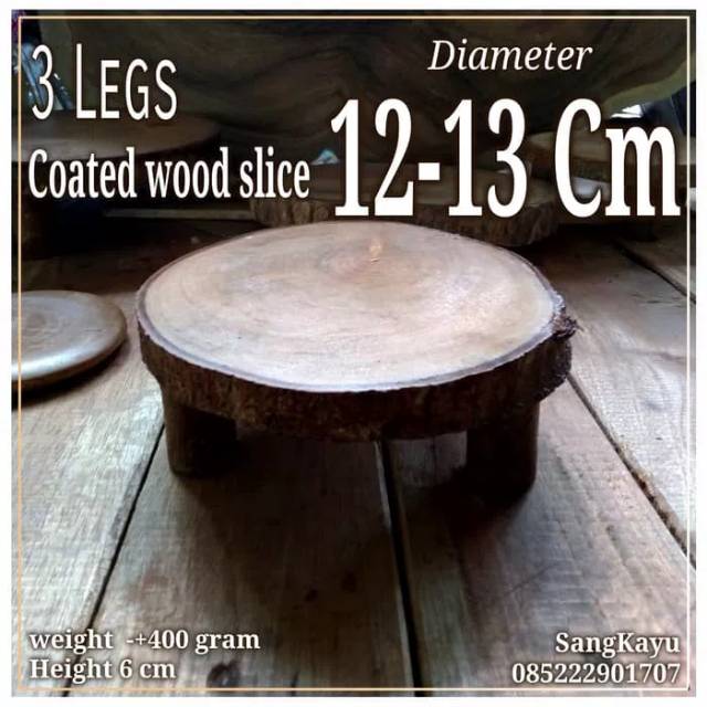 Talenan tatakan kayu 12-13 cm kaki tiga coated wood cupcakes stand