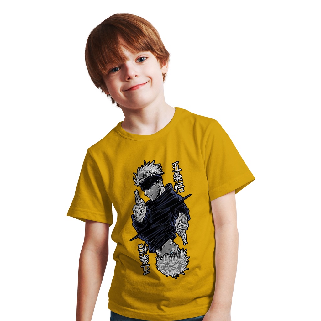 NEW BAJU ANIME ANAK GOJO JUJUTSU KAISEN SENSEI TWIN PLASTISOL PREMIUM