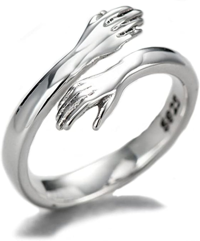 Fashion Creative Love Hug Silver Color Ring  / Adjustable Love Forever Finger Ring Open Ring Jewelry Gifts for Lovers