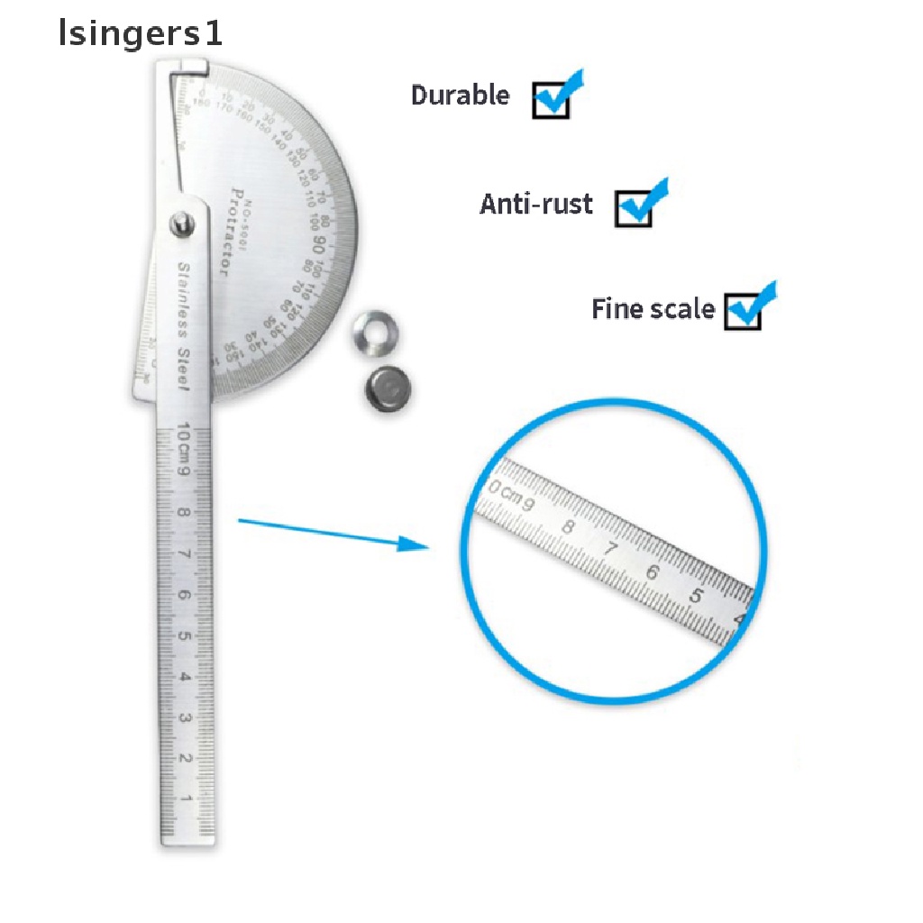 (lsingers1) Penggaris Goniometer 180 Derajat Bahan Stainless Steel